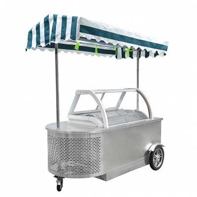 Italian Gelato bike Ice Cream street mobile push Popsicle Showcase Freezers vending push cart for outdoor