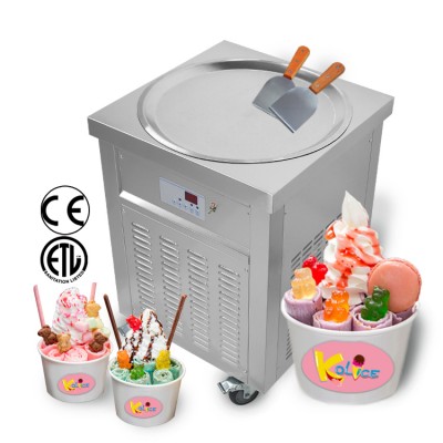 Free shipping to door 55cm round pan ETL CE commercial easy make roll fruit fried ice cream freezer machine 110v volt