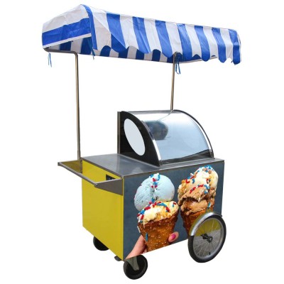 Street Italian Gelato mobile push Popsicle Showcase Freezers bicycle Ice Cream vending cart for sale