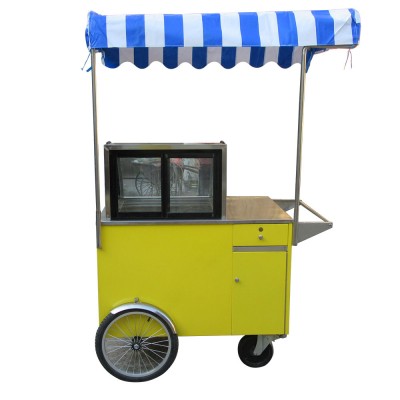 Fashion Italian Gelato Ice Cream mobile push Popsicle Showcase Freezers vending cart for outdoor